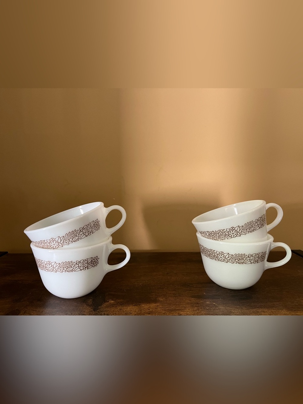 Vintage Pyrex Woodland Mugs Set of Four